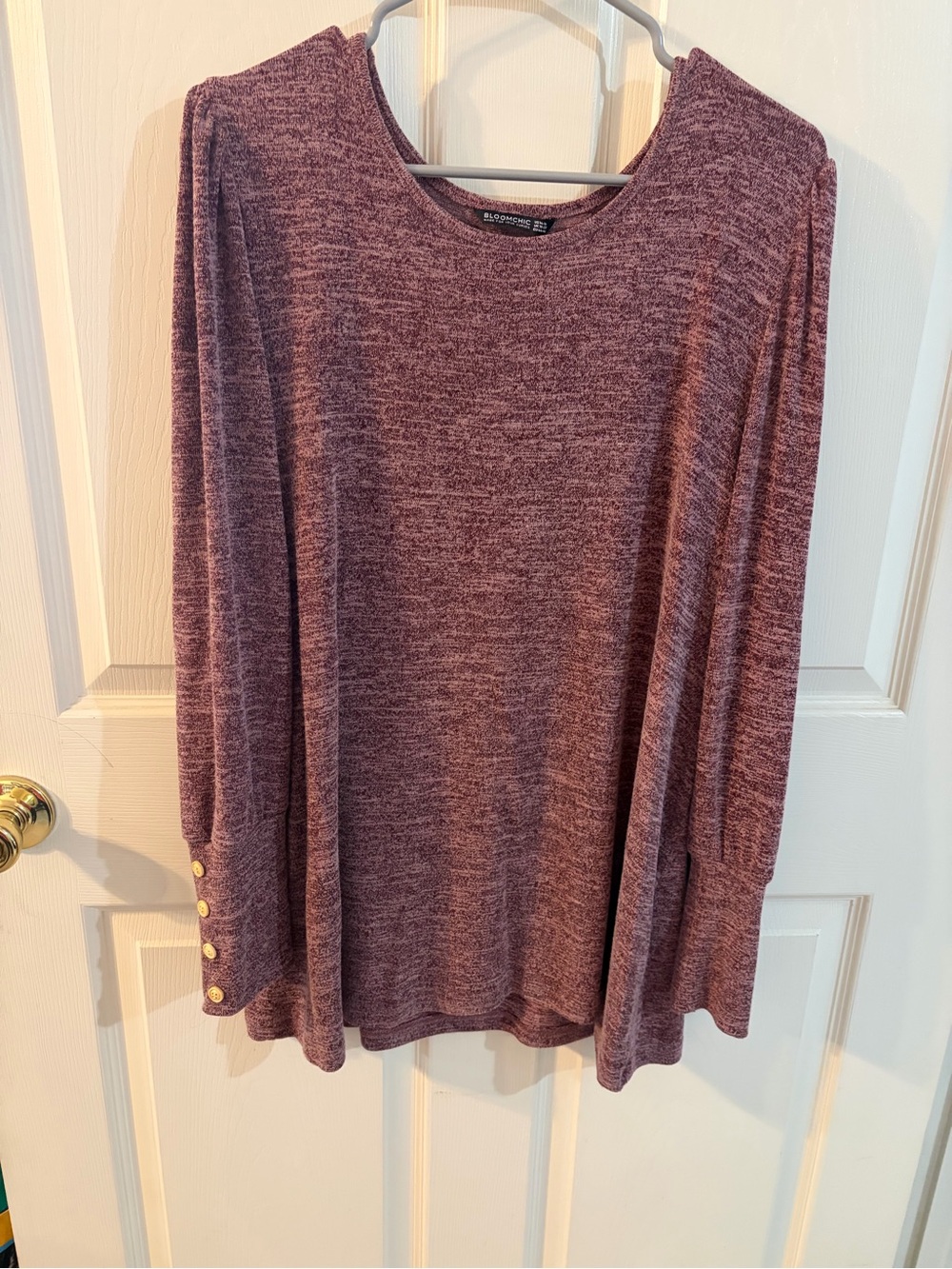 Lush Long Sleeve Scoop Neck Top in Mauve